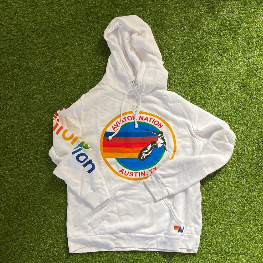 Aviator Nation Austin, TX Pullover Hoodie -  White (NWT)